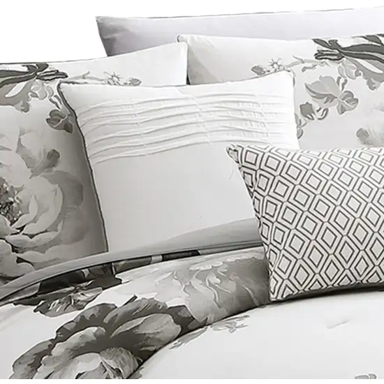 7 Piece Cotton King Comforter Set with Floral Print Photo 4