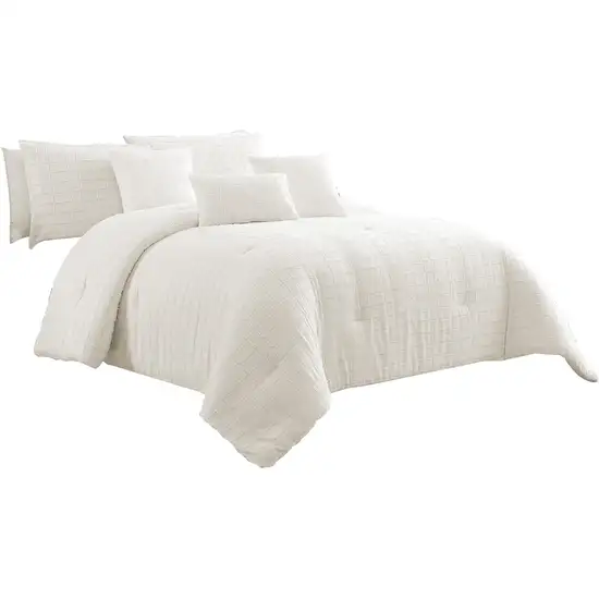 6 Piece Cotton King Comforter Set with Fringe Details Photo 1
