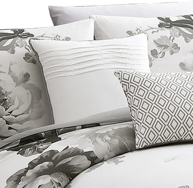 7 Piece Cotton Queen Comforter Set with Floral Print Photo 4