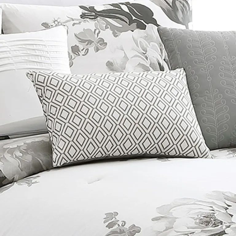 7 Piece Cotton Queen Comforter Set with Floral Print Photo 2