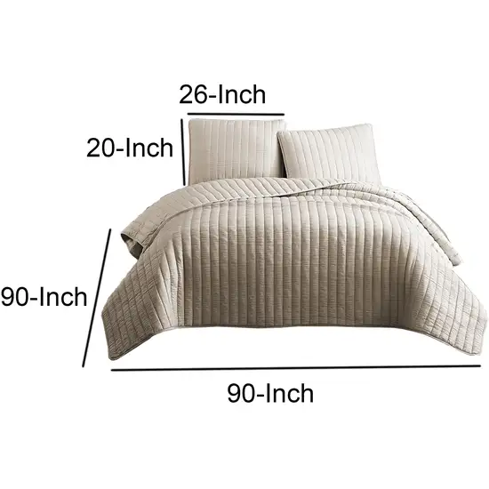 3 Piece Crinkle Queen Size Coverlet Set with Vertical Stitching Photo 5