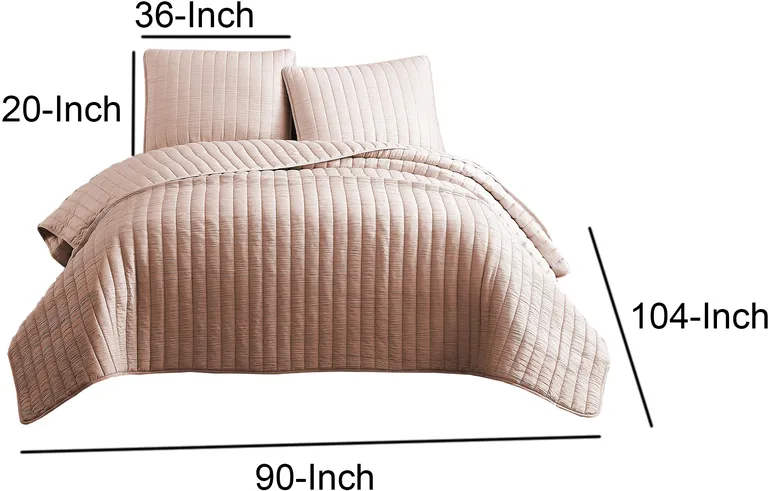 3 Piece Crinkles King Size Coverlet Set with Vertical Stitching Photo 5