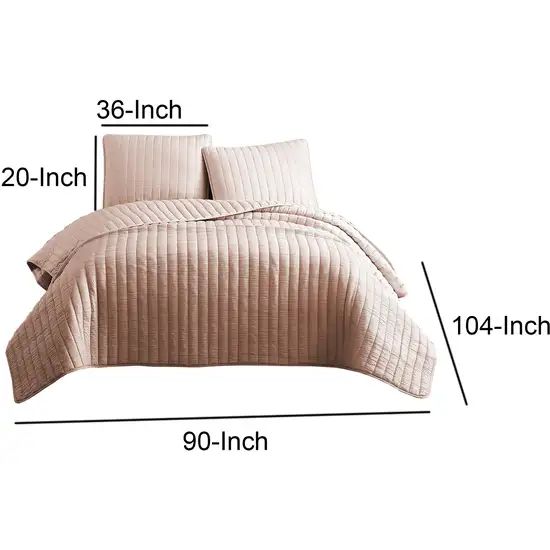 3 Piece Crinkles King Size Coverlet Set with Vertical Stitching Photo 5