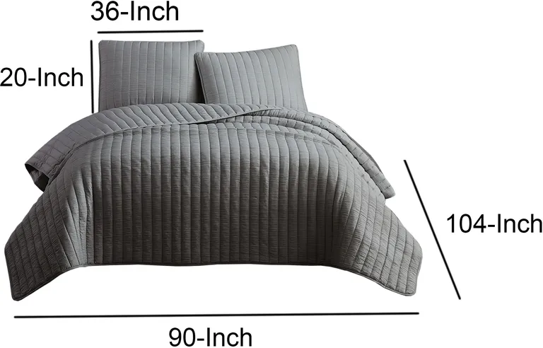 3 Piece Crinkles King Size Coverlet Set with Vertical Stitching Photo 5