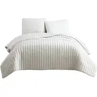 Photo of 3 Piece Crinkles King Size Coverlet Set with Vertical Stitching