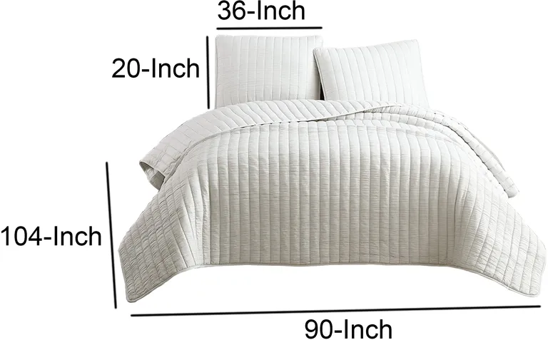 3 Piece Crinkles King Size Coverlet Set with Vertical Stitching Photo 5