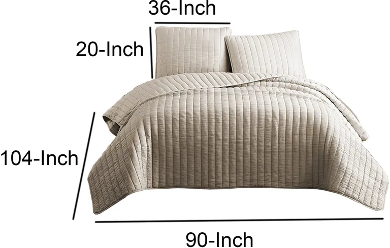 3 Piece Crinkles King Size Coverlet Set with Vertical Stitching Photo 5