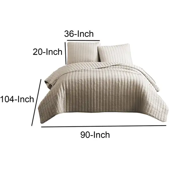 3 Piece Crinkles King Size Coverlet Set with Vertical Stitching Photo 5