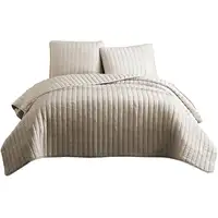 Photo of 3 Piece Crinkles King Size Coverlet Set with Vertical Stitching