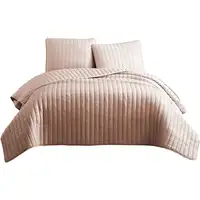 Photo of 3 Piece Crinkles Queen Size Coverlet Set with Vertical Stitching