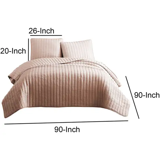 3 Piece Crinkles Queen Size Coverlet Set with Vertical Stitching Photo 5