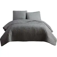 Photo of 3 Piece Crinkles Queen Size Coverlet Set with Vertical Stitching