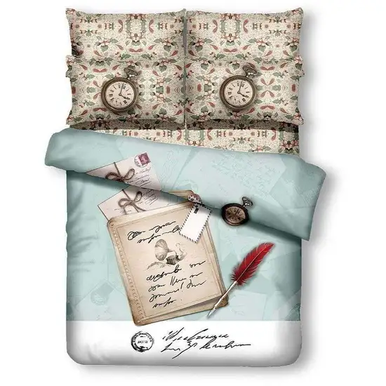 Twin Size 4 Piece Duvet Cover Sheets Set, Clocks Photo 2