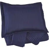Photo of 3 Piece Fabric King Coverlet Set with Vertical Channel Stitching