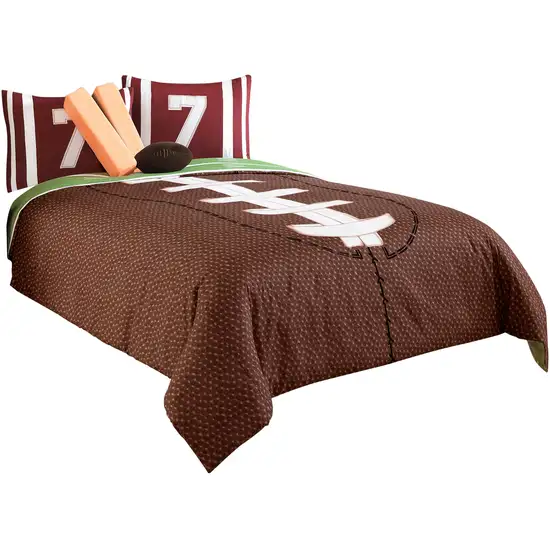 6 Piece Full Comforter Set with Football Field Print Photo 4