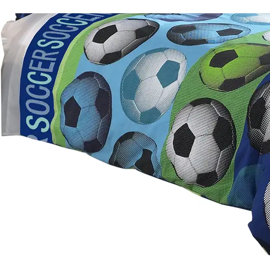 4 Piece Full Size Comforter Set with Soccer Theme Photo 4