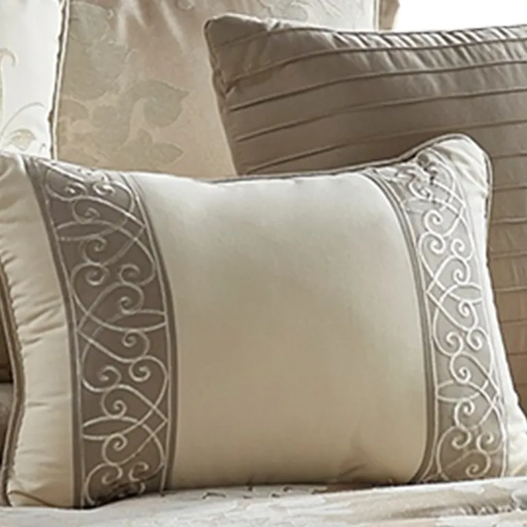 10 Piece King Polyester Comforter Set with Damask Print Photo 3