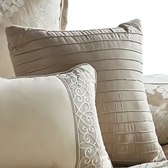 10 Piece King Polyester Comforter Set with Damask Print Photo 4