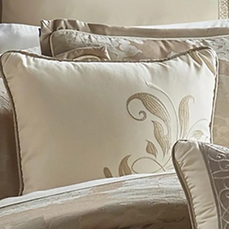 10 Piece King Polyester Comforter Set with Damask Print Photo 5
