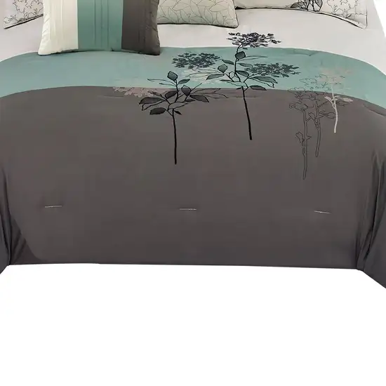 8 Piece King Polyester Comforter Set with Floral Embroidery Photo 2