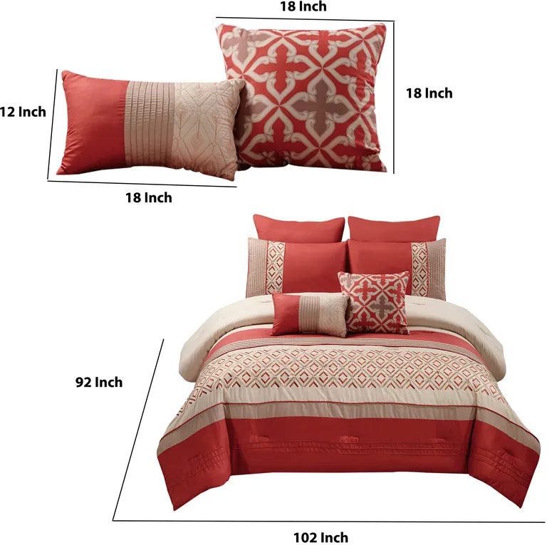 8 Piece King Polyester Comforter Set with Geometric Embroidery Photo 5