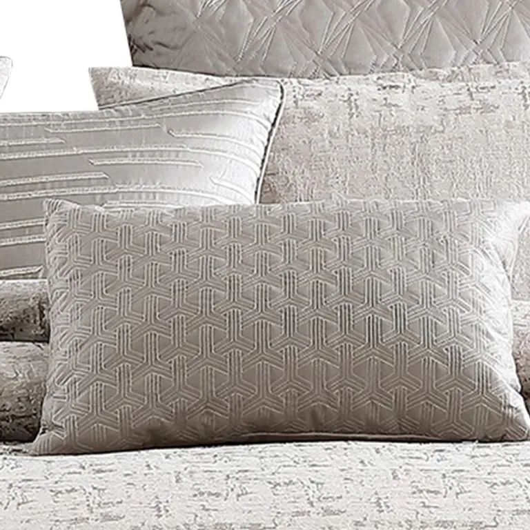 10 Piece King Polyester Comforter Set with Jacquard Print Photo 3