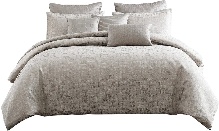10 Piece King Polyester Comforter Set with Jacquard Print Photo 1