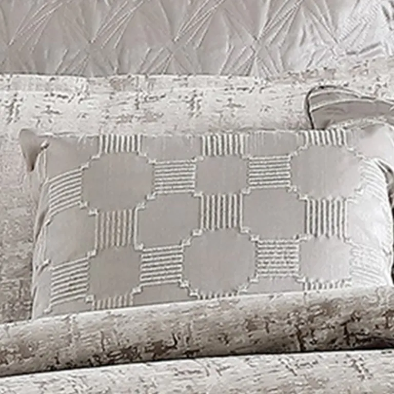10 Piece King Polyester Comforter Set with Jacquard Print Photo 4