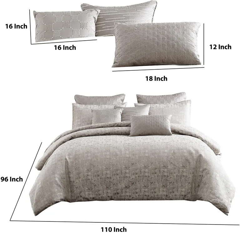 10 Piece King Polyester Comforter Set with Jacquard Print Photo 5