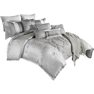 Photo of 12 Piece King Polyester Comforter Set with Medallion Print, Platinum