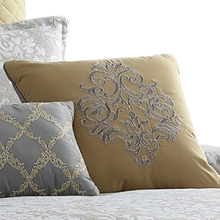 9 Piece King Polyester Comforter Set with Medallion Print Photo 4