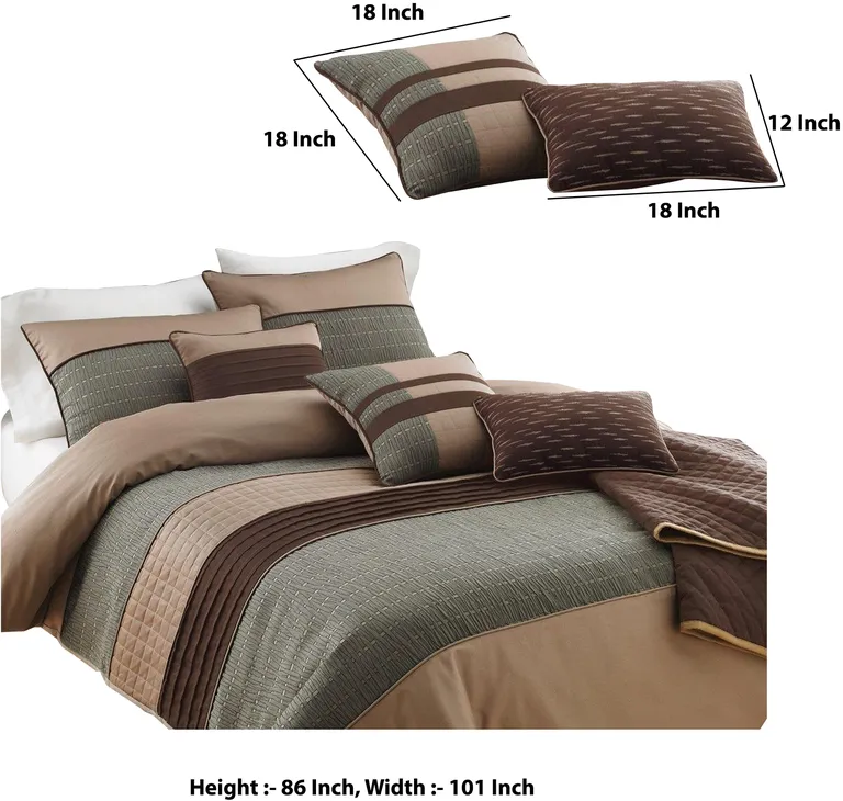 7 Piece King Polyester Comforter Set with Pleats and Texture Photo 5