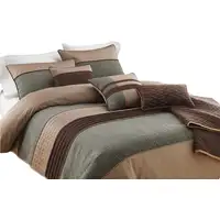 Photo of 7 Piece King Polyester Comforter Set with Pleats and Texture