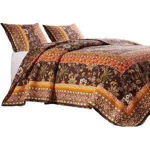 Photo of 3 Piece King Quilt Set, Bohemian, Jacobean Floral Print