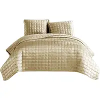 Photo of 3 Piece King Size Coverlet Set with Stitched Square Pattern