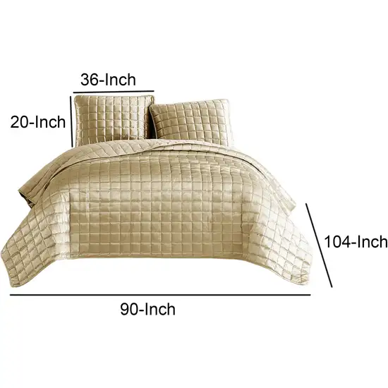 3 Piece King Size Coverlet Set with Stitched Square Pattern Photo 5