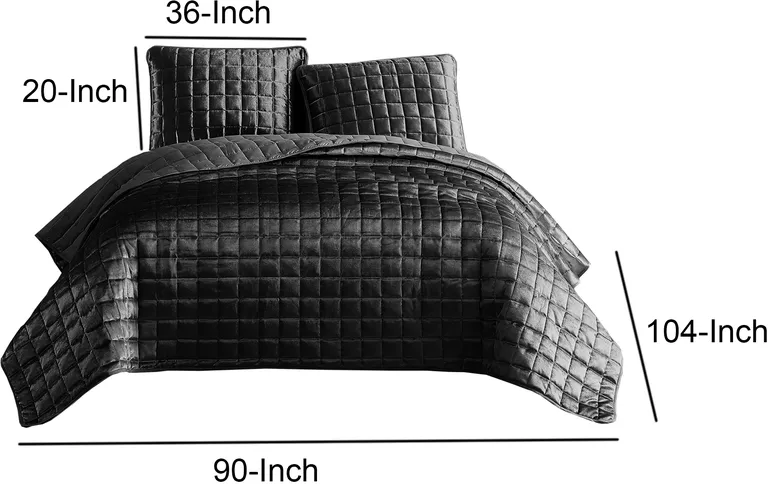 3 Piece King Size Coverlet Set with Stitched Square Pattern Photo 5