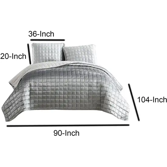 3 Piece King Size Coverlet Set with Stitched Square Pattern Photo 5