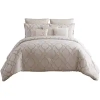 Photo of 10 Piece King Size Fabric Comforter Set with Quatrefoil Prints