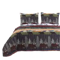 Photo of 3 Piece King Size Quilt Set with Nature Inspired Print