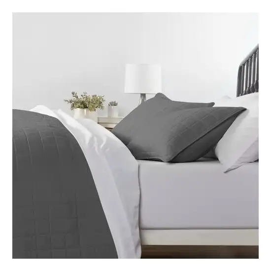 3 Piece Microfiber Farmhouse Coverlet Bedspread Set Grey, Full/Queen Photo 2