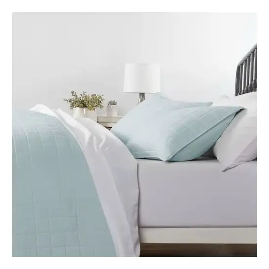 3 Piece Microfiber Farmhouse Coverlet Bedspread Set Light Blue, Full/Queen Photo 2