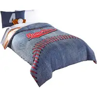 Photo of 6 Piece Polyester Full Comforter Set with Baseball Inspired Print