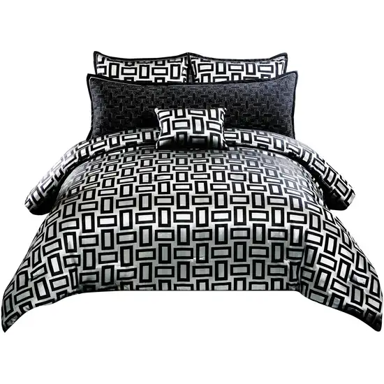 6 Piece Polyester King Comforter Set with Geometric Print Photo 1