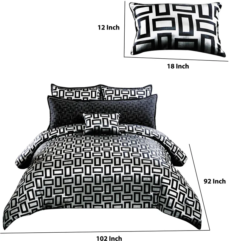6 Piece Polyester King Comforter Set with Geometric Print Photo 4