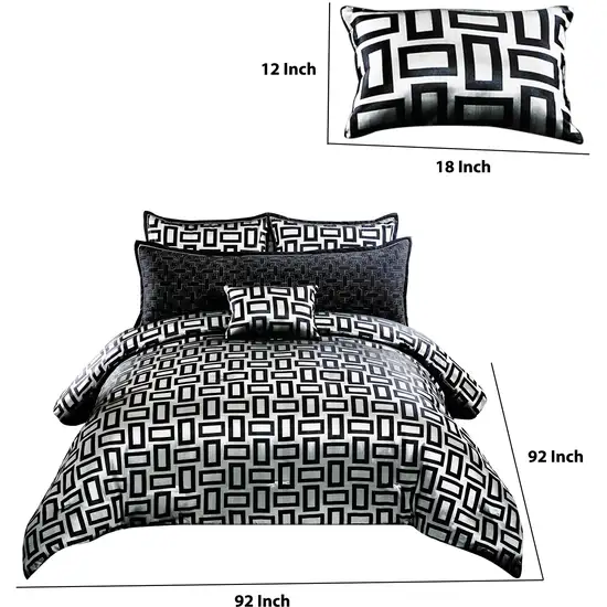 6 Piece Polyester Queen Comforter Set with Geometric Print Photo 4
