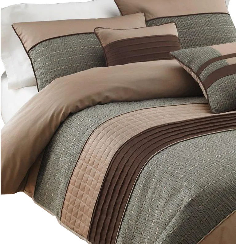 7 Piece Queen Comforter Set with Pleats and Texture Photo 2