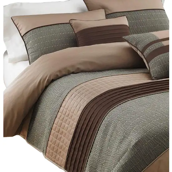 7 Piece Queen Comforter Set with Pleats and Texture Photo 2