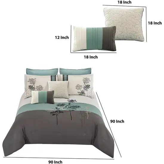 8 Piece Queen Polyester Comforter Set with Floral Embroidery Photo 5