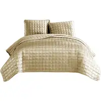 Photo of 3 Piece Queen Size Coverlet Set with Stitched Square Pattern